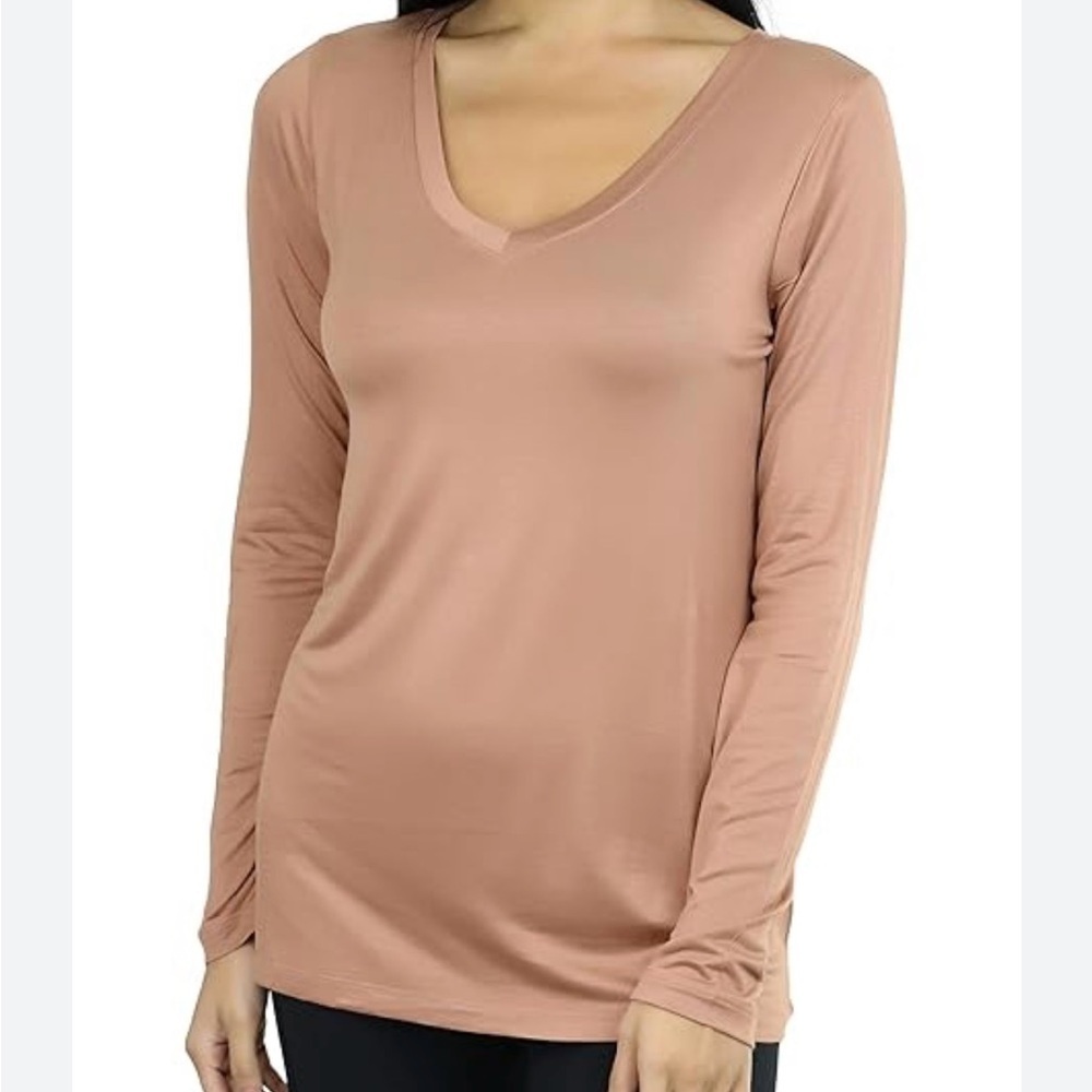 Women's 2XL tan/pink Long Sleeve Top- very soft and breathable